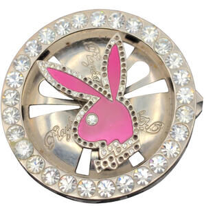 Playboy Pink Bunny Belt Buckle Spinner Rhinestone Crystal Silver Tone Logo Bling